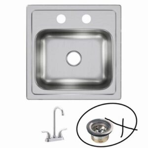 Elkay 15 in. Drop-in Single Bowl Steel Kitchen Sink Kit w/ Faucet NO Drain