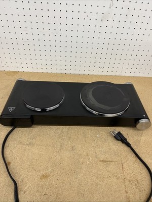 Elexnux 2-Burner 7.4 " Black Electric Hot Plate with 7-Gear Temperature Controls