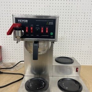 VEVOR 12 Cup Commercial Drip Coffee Maker 3 Glass Carafes 3 Warmer Plates