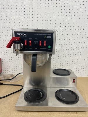 VEVOR 12 Cup Commercial Drip Coffee Maker 3 Glass Carafes 3 Warmer Plates
