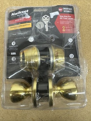 Kwikset Tylo Security Set Deadbolt Keyed Both Sides, 695T 26D Antique Brass