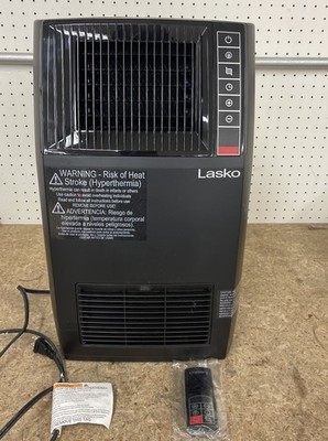 Lasko 1500-Watt 20 in. Black Electric Heater with Adjus Louvers, Timer, Remote