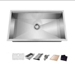 Glacier Bay Zero Radius 27 in Undermount 18G Stainless Steel Workstation Sink