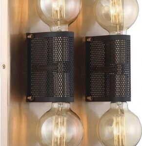 Nuvo Lighting Passage 4 Light Flush Mount, Copper Brass/Black Mesh - 60-6663