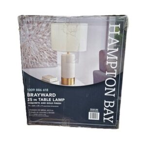 Hampton Bay Brayward 25 in. Tan Concrete with Gold Metal Trim Table Lamp New