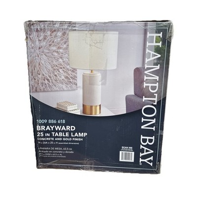 Hampton Bay Brayward 25 in. Tan Concrete with Gold Metal Trim Table Lamp New