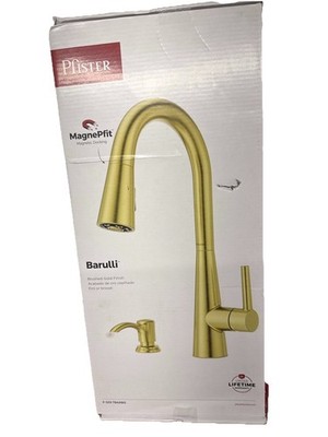 Pfister Barulli Pull-Down Kitchen Faucet Brushed Gold w/ Deckplate & Soap