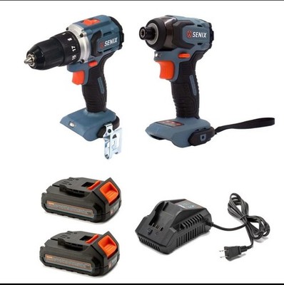 Senix 20V Brushless 1/2 " Drill/Driver &1/4"Impact Driver Combo Kit, 2 Batteries - Image 2