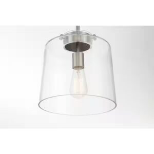 Hampton Bay Mullins 10 in. 1-Light Brushed Nickel Pendant Hanging Light
