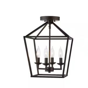 Home Decorators Collection-Weyburn 16.5 in. 4-Light Bronze Semi-Flush Mount