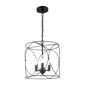Hampton Bay Croyden 3-Light Black Caged Candle Chandelier