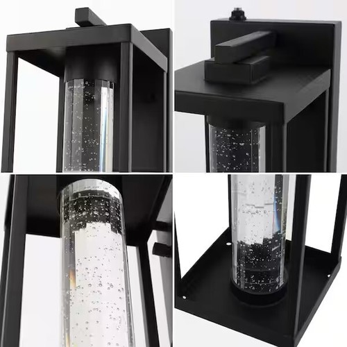 JONATHAN Y Juno Black Outdoor Sconce Iron/Seeded Glass with Dusk-to-Dawn Sensor - Image 7