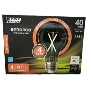 Feit Enhance A19 E26 (Medium) Filament LED Bulb Soft White 40 Watt  (4-Pack)