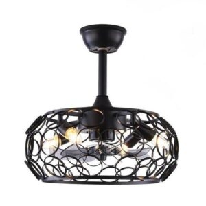 18 in. 4-Light Indoor Industrial Semi-Flush Mount Black Caged Ceiling