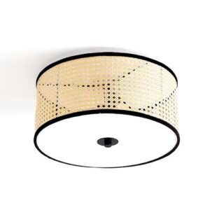 Vidalite Nakuv 3-Light 15 in. Beige Modern Bohemian Flush Mount Fixture with …
