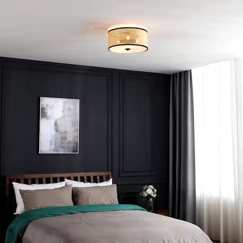 Vidalite Nakuv 3-Light 15 in. Beige Modern Bohemian Flush Mount Fixture with … - Image 2