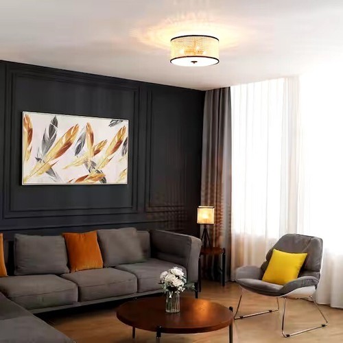 Vidalite Nakuv 3-Light 15 in. Beige Modern Bohemian Flush Mount Fixture with … - Image 4