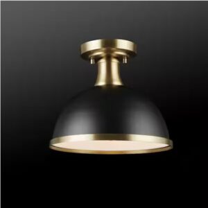 Globe Electric Beckett 10.35 in. 1-Light Matte Black Semi-Flush Mount Fixture