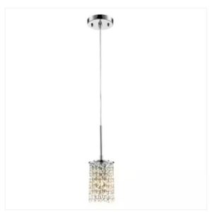 1-Light Polished Chrome Halogen Hanging Mini Kitchen Pendant Light with round Cr