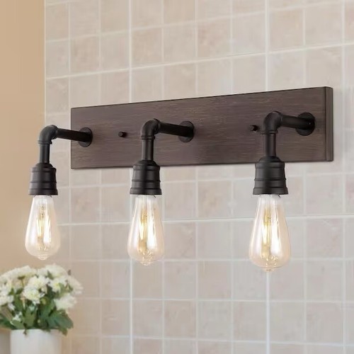 JONATHAN Y Corbett 22.13 in. 3-Light Rustic Farmhouse Iron LED Vanity Light