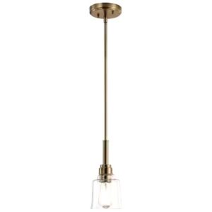 KICHLERAivian 5 in. 1-Light Weathered Brass Vintage Industrial Shaded Kitchen Mi