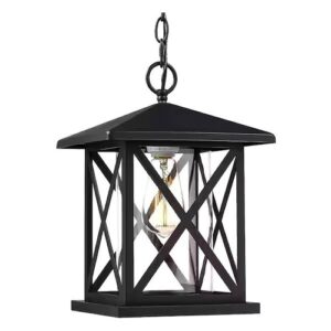ZACHVO 1-Light Black Outdoor Hanging Lantern