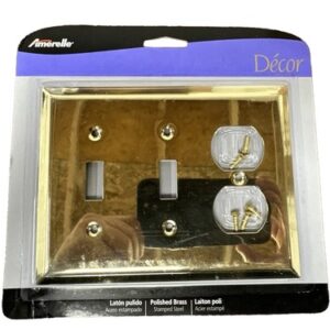 AMERELLE Metallic 3 Gang 2-Toggle and 1-Rocker Steel Wall Plate - Polished Bras