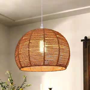 EDISLIVE Finchley 9.84 in. 1-Light Chandelier with Handmade Woven Rattan