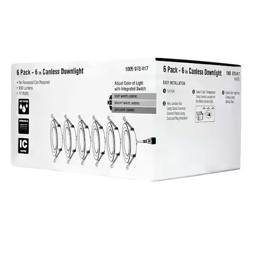 6 in. Canless Color Selectable CCT Integrated LED Recessed Light Trim (6-Pack) - Image 9