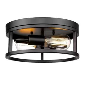 Donna 12 in. 2-Light Black Flush Mount