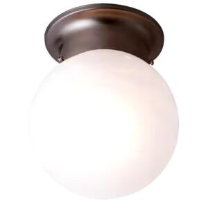 Flush Mount Ceiling Light Oil Rubbed Bronze 1-Light 6" / Marbleized Glass