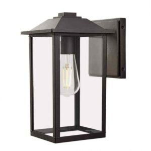 1-Light 12 in. Bronze Hardwired Classic Wall Lantern Sconce Light w/Clear Glass
