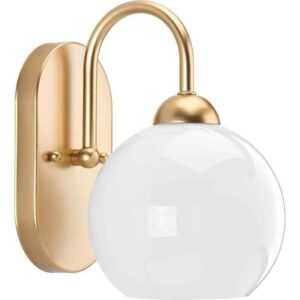 Progress Lighting Carisa Collection 1-Light Vintage Gold Opal Bath Vanity Light