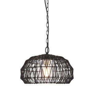 Novogratz x Globe Diego 1-Light Matte Black Outdoor Indoor Plug-In Pendant
