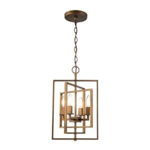 Bel Air Lighting El Capitan 14 in. 4-Light Antique Gold Pendant Light Fixture