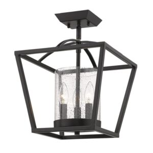 Golden Lighting Mercer 12 in. 3-Light Matte Black Semi-Flush Mount