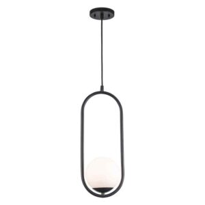 Monteaux Lighting 8 in. 1-Light Black Hanging Mini Pendant Light Fixture