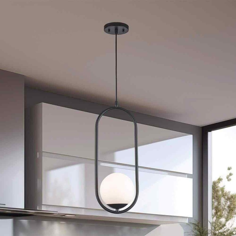 Monteaux Lighting 8 in. 1-Light Black Hanging Mini Pendant Light Fixture - Image 2