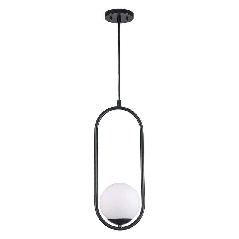 Monteaux Lighting 8 in. 1-Light Black Hanging Mini Pendant Light Fixture - Image 6