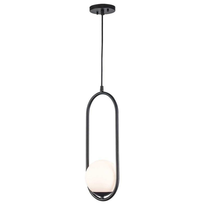 Monteaux Lighting 8 in. 1-Light Black Hanging Mini Pendant Light Fixture - Image 7
