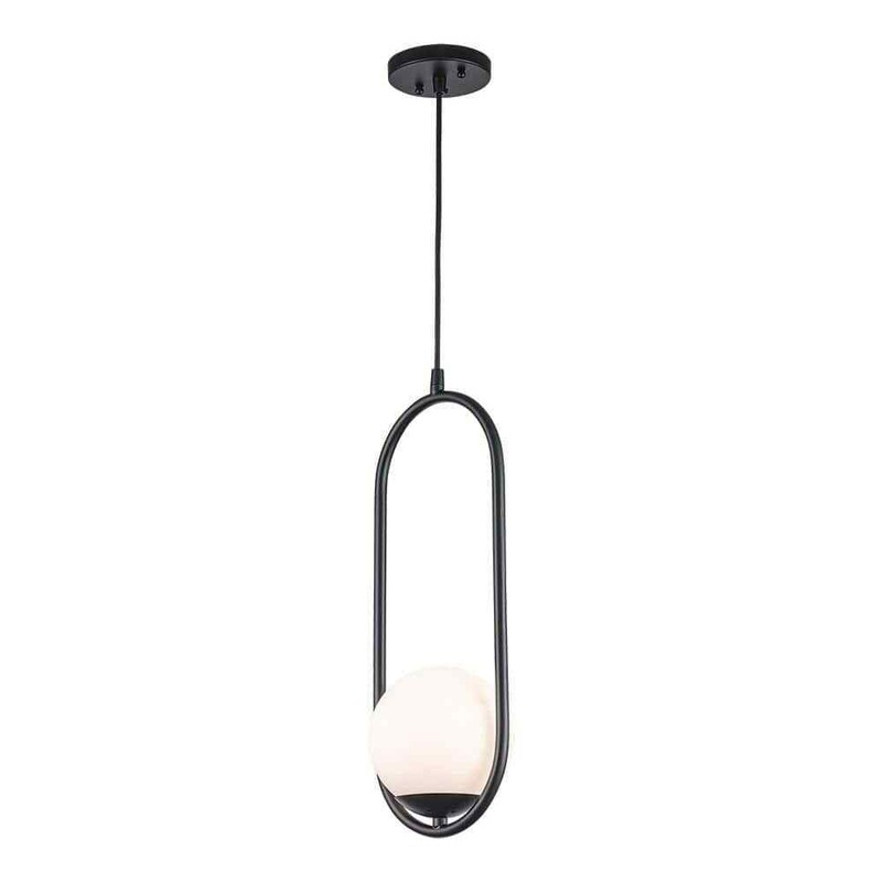 Monteaux Lighting 8 in. 1-Light Black Hanging Mini Pendant Light Fixture - Image 8