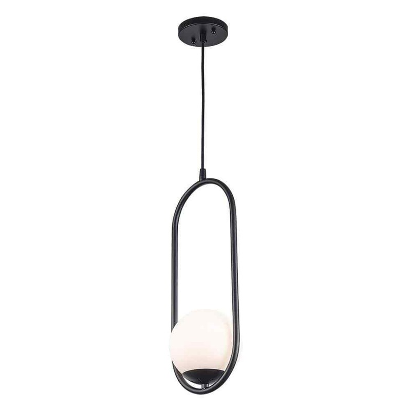 Monteaux Lighting 8 in. 1-Light Black Hanging Mini Pendant Light Fixture - Image 9