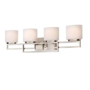 HDC Tustna 4-Light Brushed Nickel Bathroom Vanity Light with Opal Glass Shades