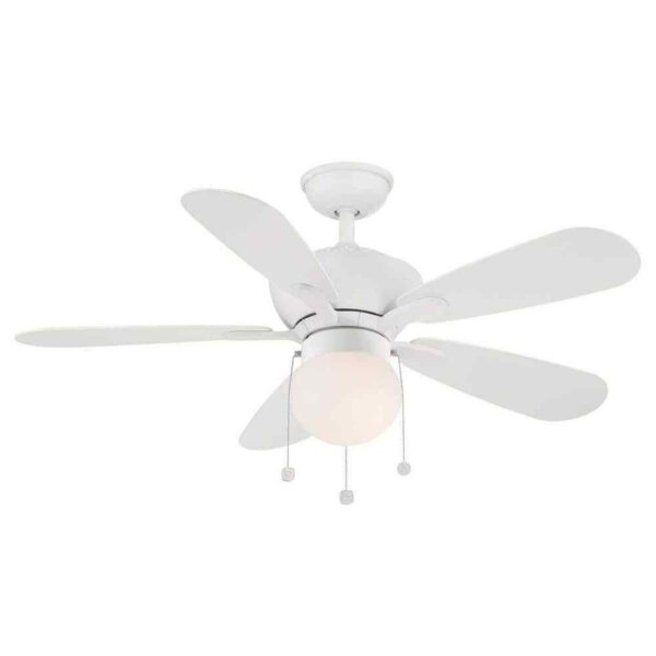 Hampton Bay Loomis 44 in. LED Indoor Matte White Ceiling Fan with Light
