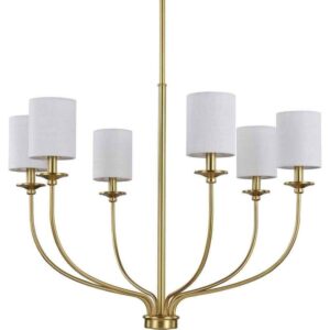 Progress Lighting Bonita Collection 6-Light Linen Fabric Shade Luxe Chandelier