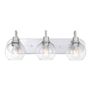 Hukoro 24 in. 3-Light Brush Nickle Finish Vanity Light with Clear Glass Shade