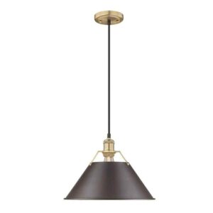Golden Lighting Orwell 1-Light Brushed Champagne/Rubbed Bronze Pendant Light