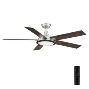 HDC Merienda 56 in. LED Brushed Nickel Ceiling Fan with Light
