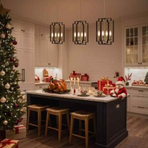 TOZING 4-Light Black Pendant Hanging Light Fixture Modern Farmhouse Square