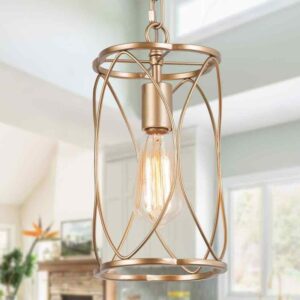 Uolfin Modern Gold Kitchen Island Pendant Light, 1-Light Dining Room Hanging
